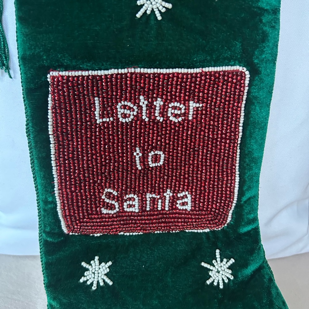 Velvet Letter to Santa Christmas Stocking - Picture 2 of 10